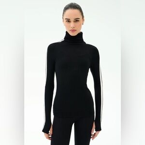 Splits59 Jackson Rib Full Length Turtleneck Black/White Stripe Size Small NWT